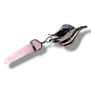 Sterling Silver Natural Rose Quartz Point Pendant Healing Love And Compassion